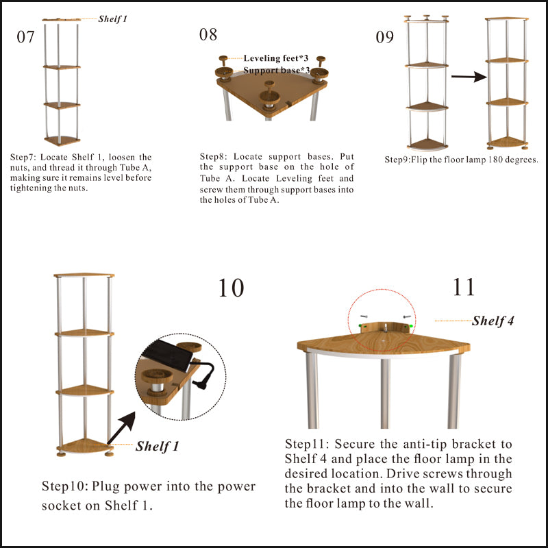 hopedamai corner floor lamp shelf installation
