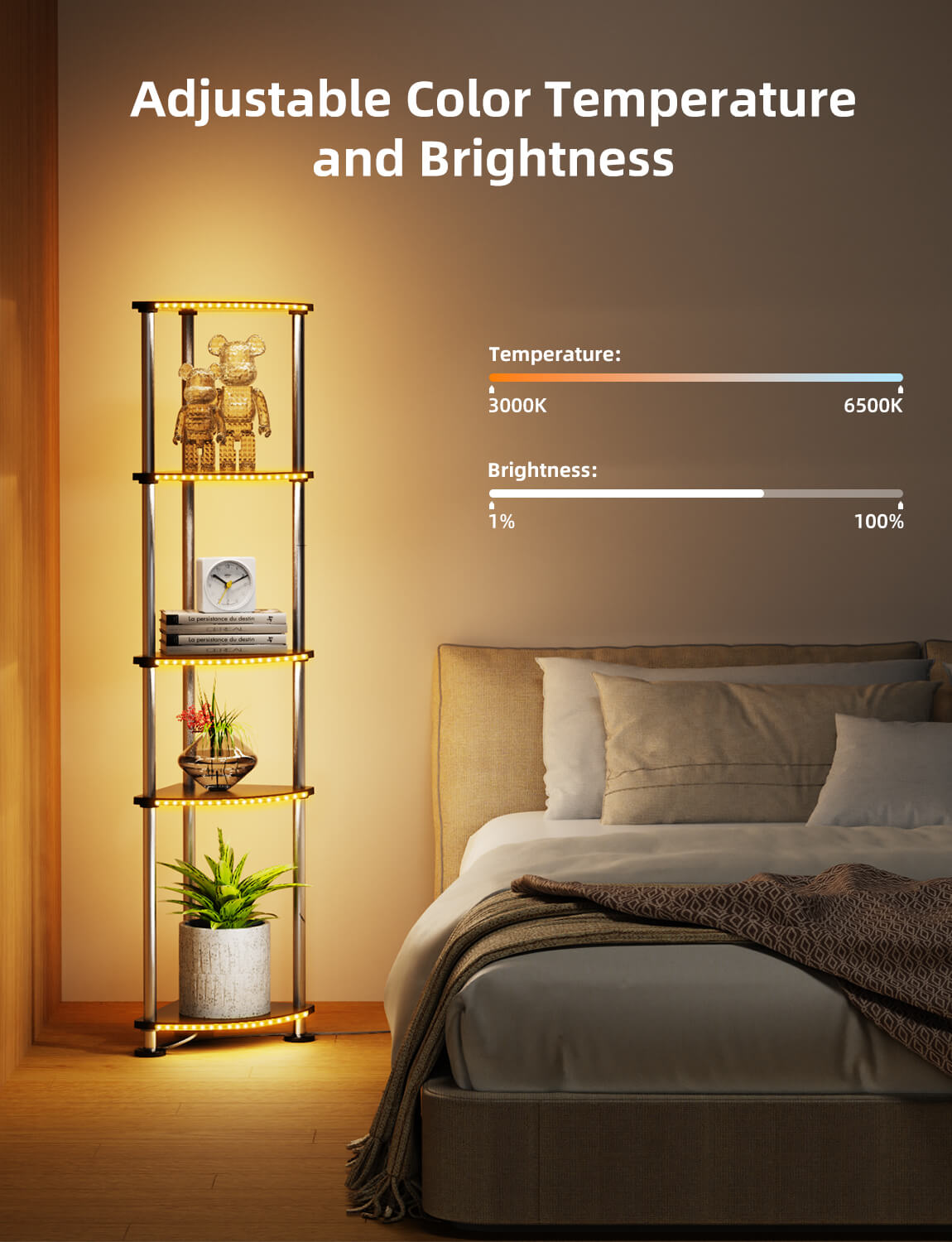 HOPEDAMAI smart corner lamp with shelves