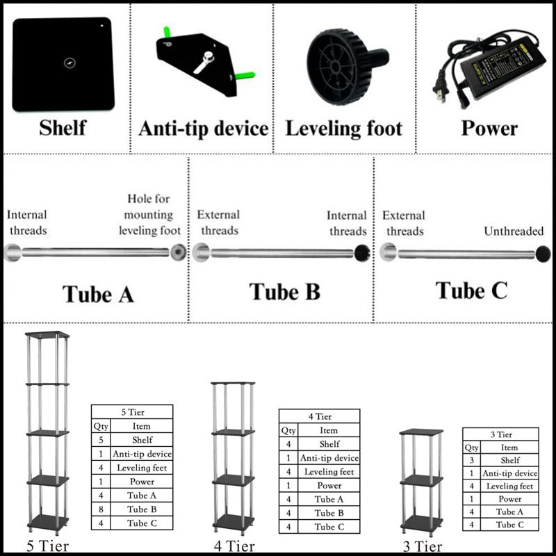 hopedamai floor lamp shelf install