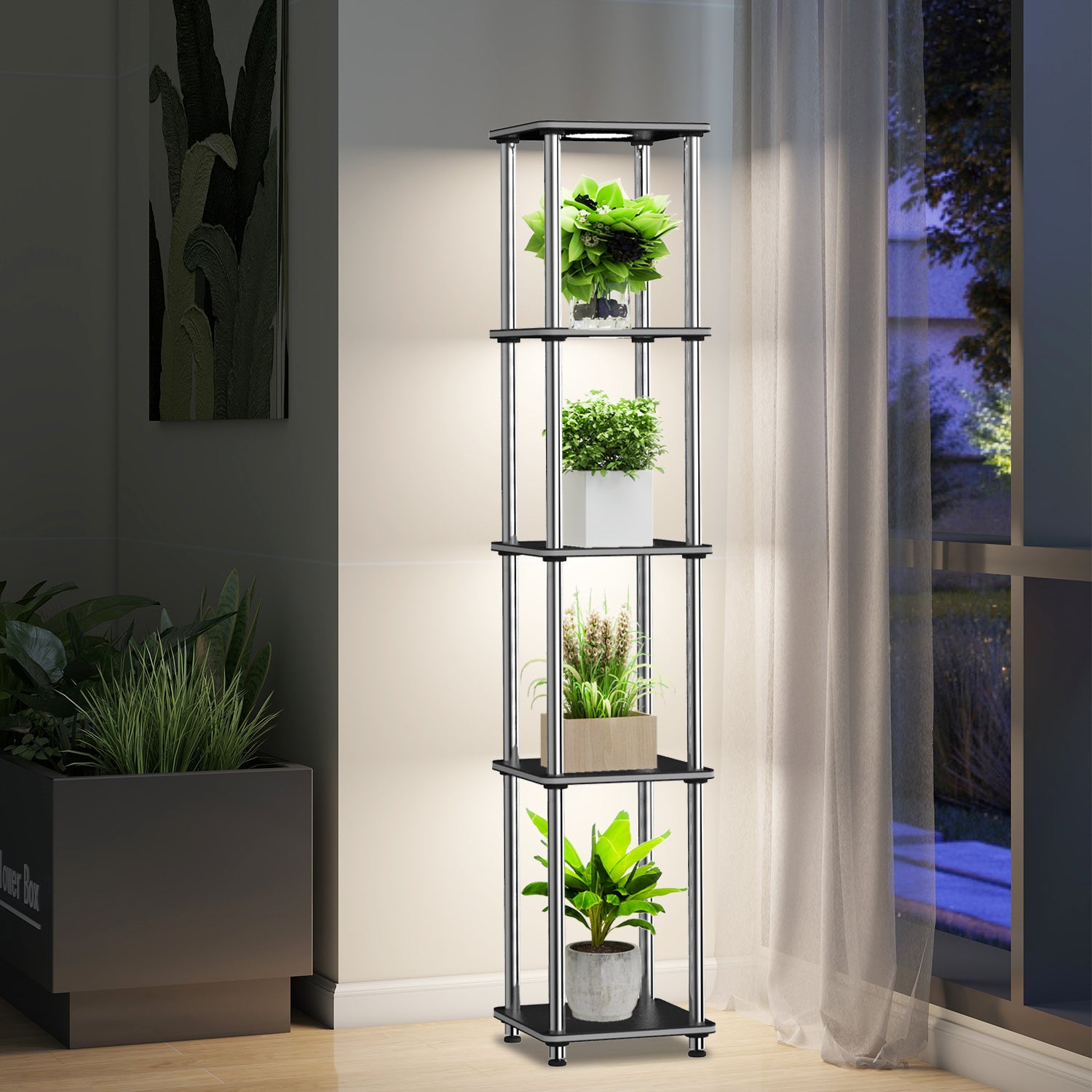 hopedamai floor lamp shelf with plant growth