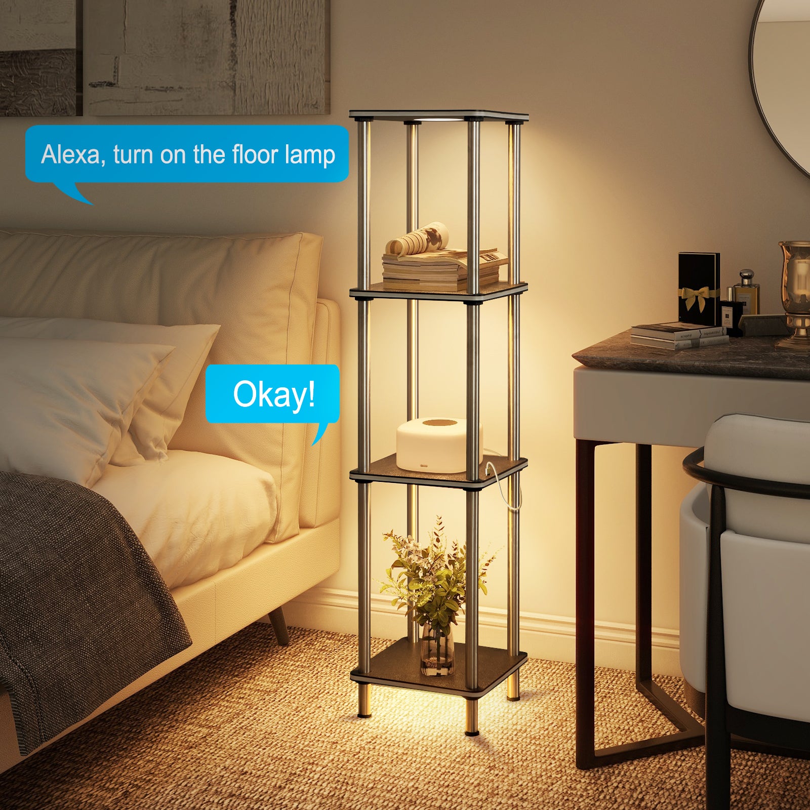 hopedamai floor lamp shelf voice control