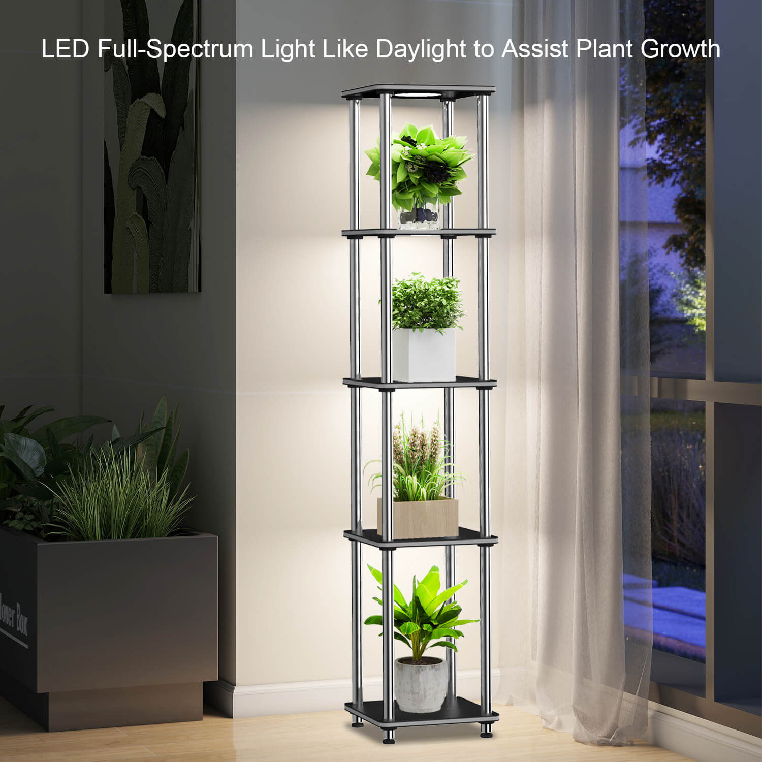 floor lamp shelf assist plant growth