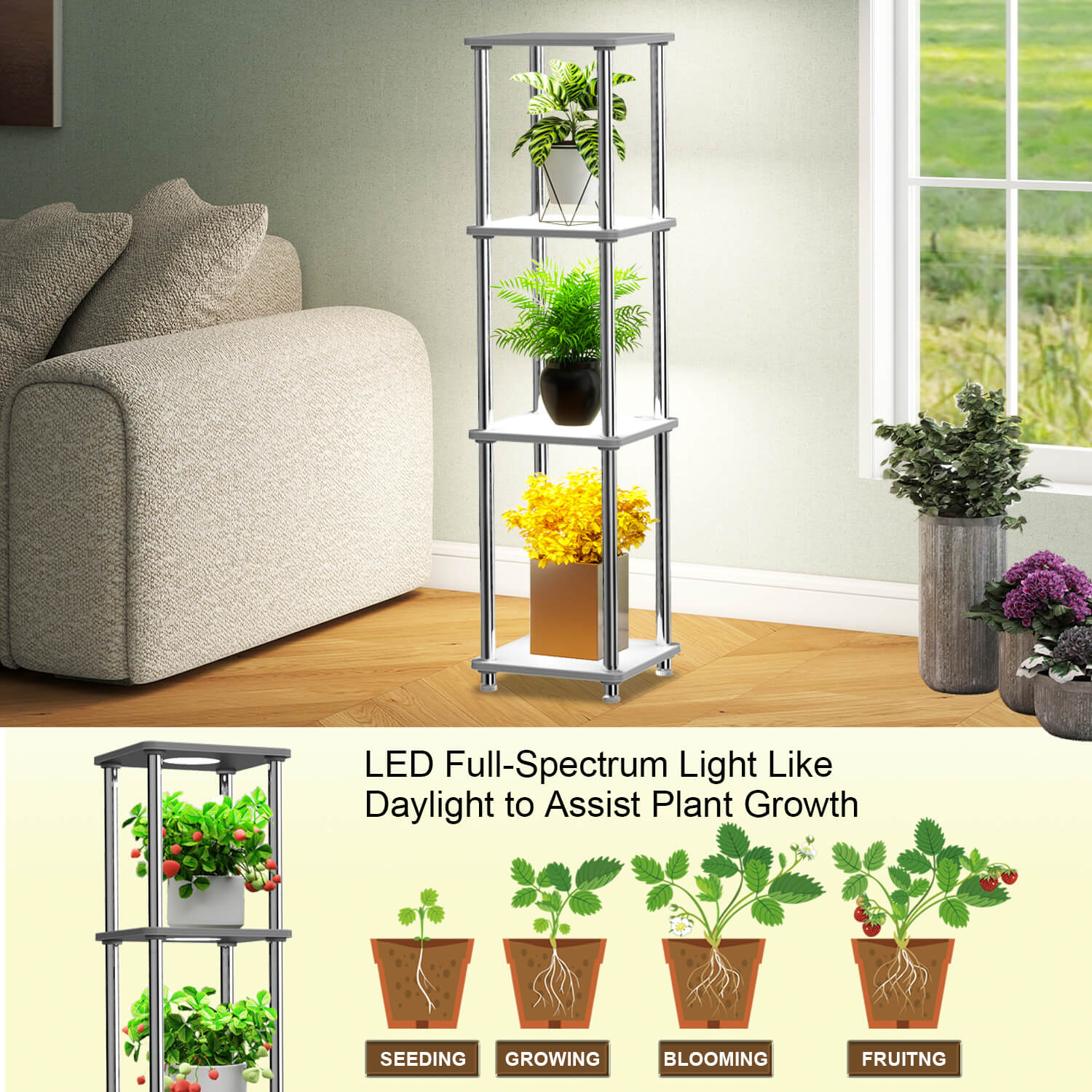 floor lamp shelves assist plant growth