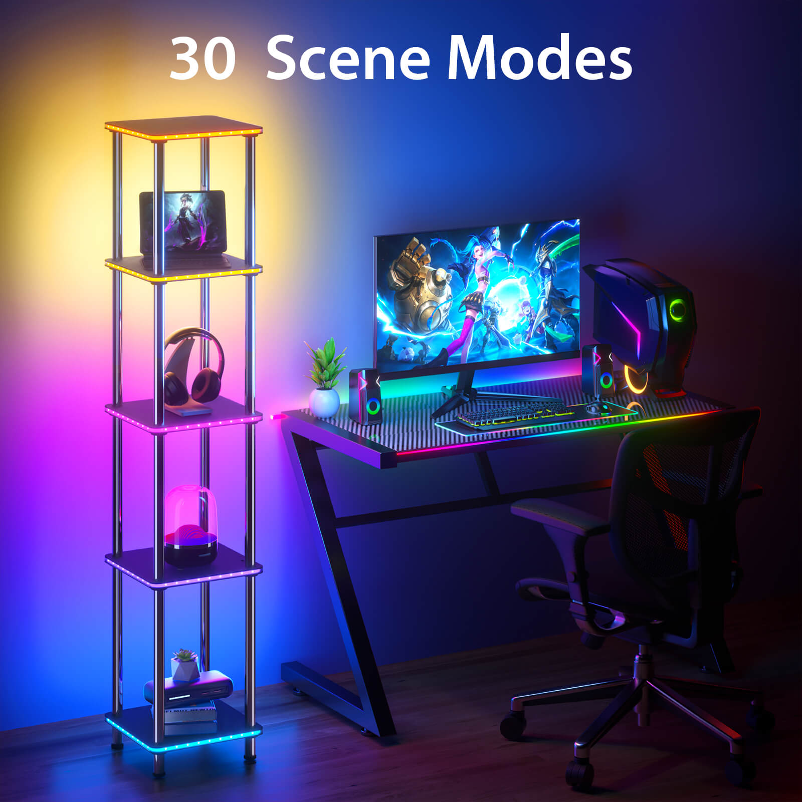 floor lamp shelf has 30 scene color modes