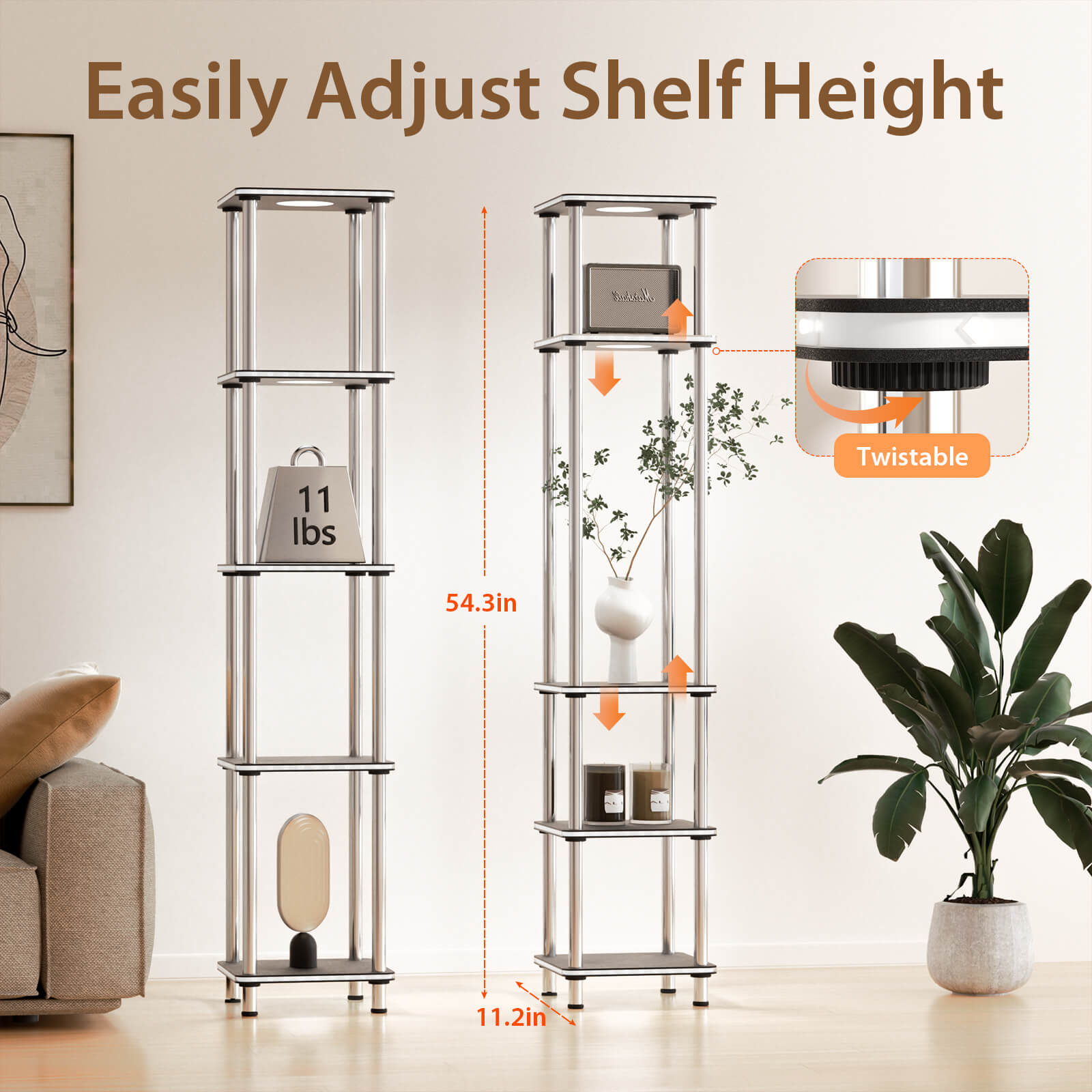 floor lamp shelf easily adjust height